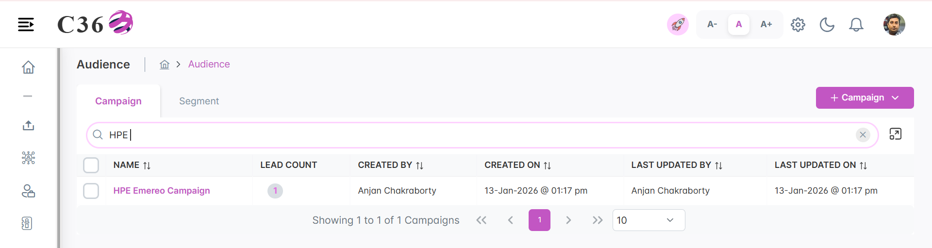 Search Campaign List